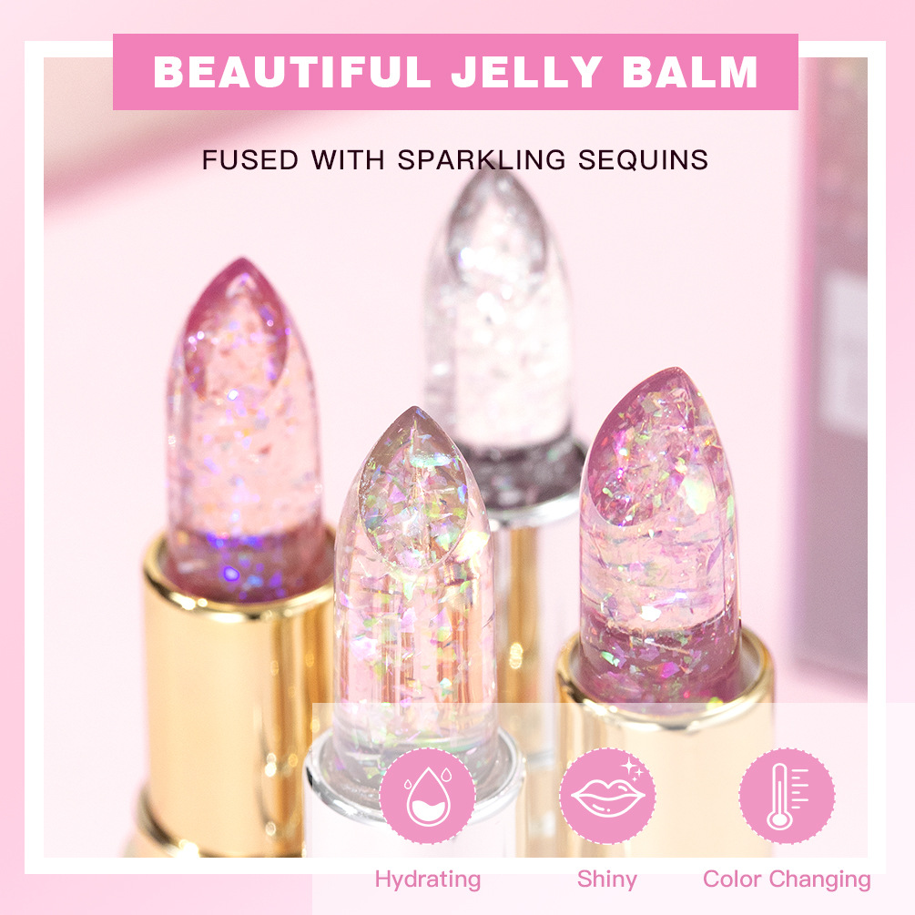 QIBEST Sparkling Jelly Thermochroma Lipstick Hydrates and moisturizes, reduces lip lines, prevents dryness and cracking, and does not stick to cups or change color details Picture