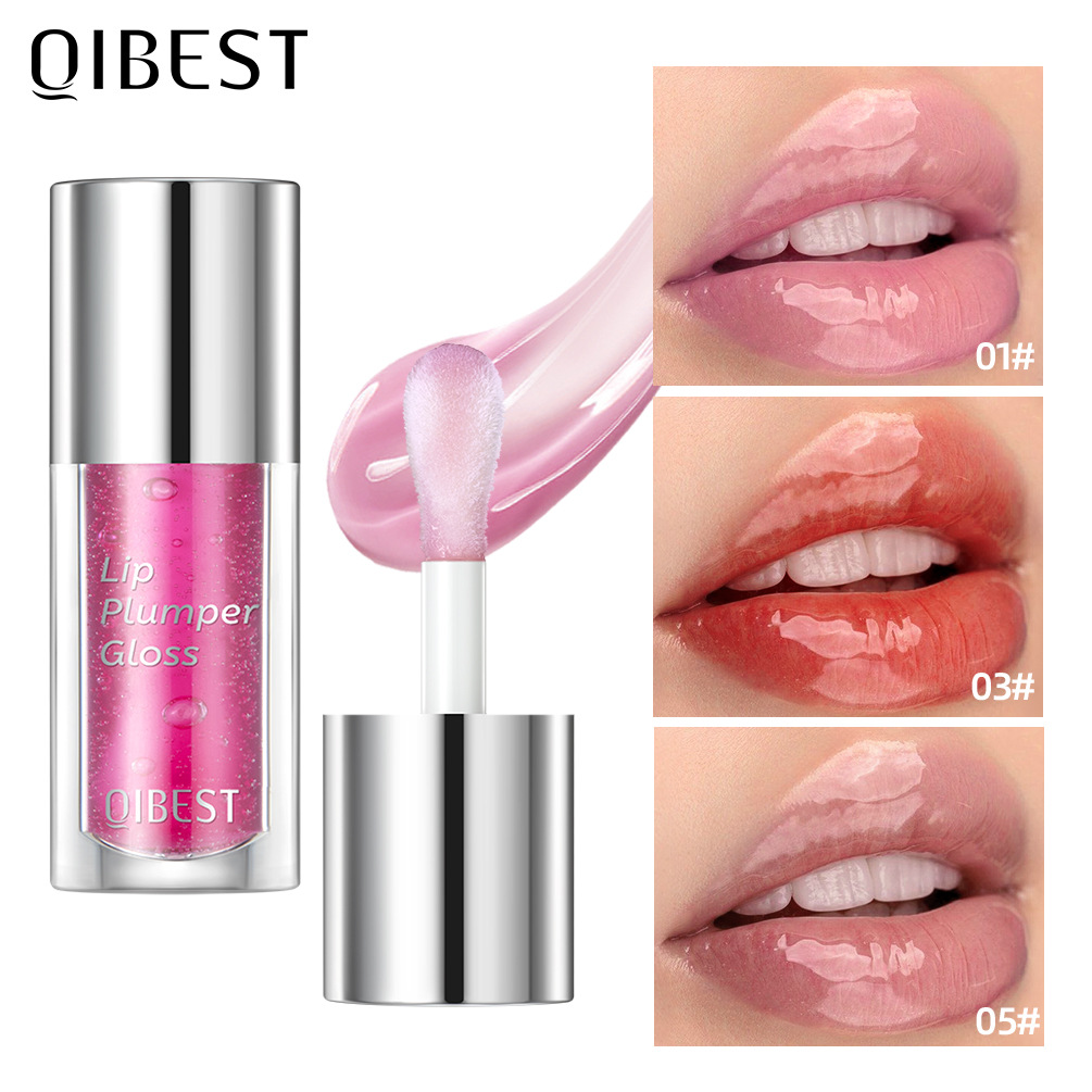 QIBEST Lip Oil Transparent Mirror Water Glass Lip Moisturizing and long-lasting non-stick Lip gloss Makeup wholesale full figure