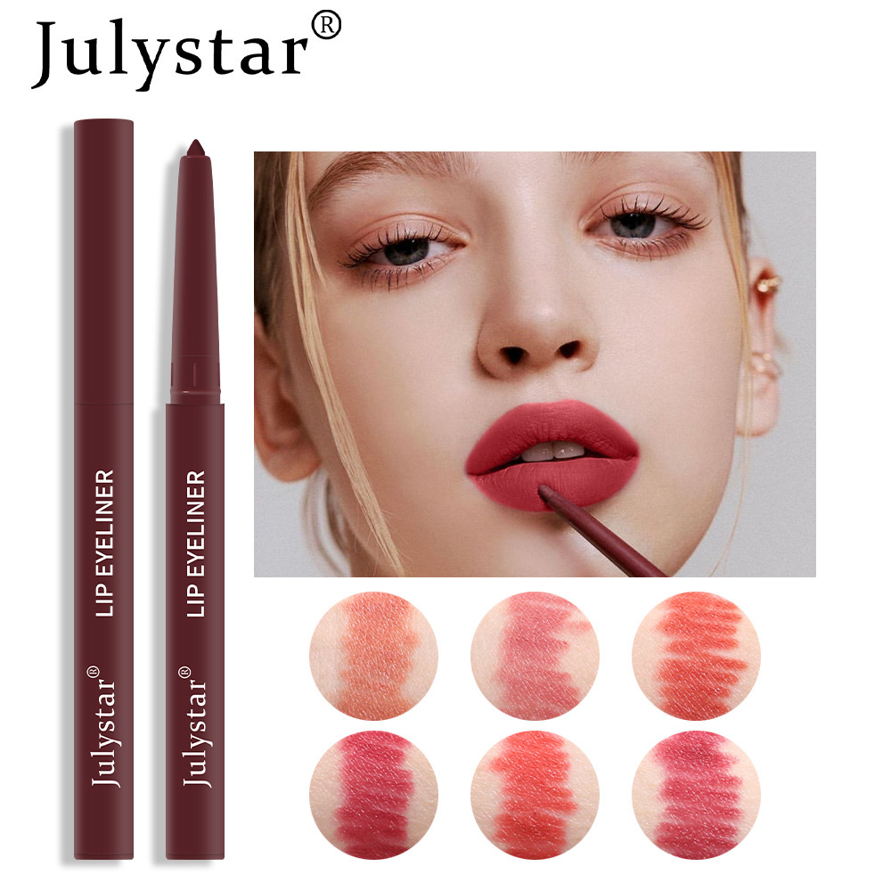 Julystar non-fading automatic lip liner pen, matte multi-color export lip gloss and lipstick pen from Europe and America Application Scenario