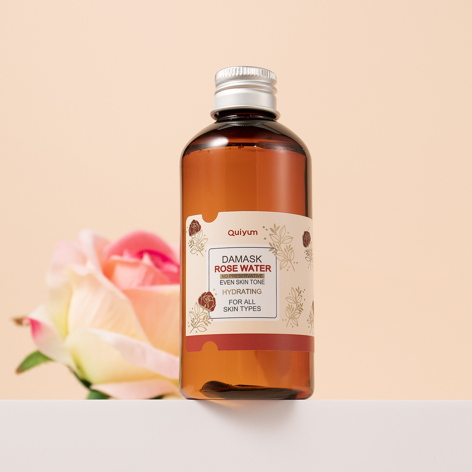 Wholesale of cross-border QUIYUM Damascus rose hydrosol wet compress hydrating, Moisturizing and brightening toner in stock from the manufacturer full figure