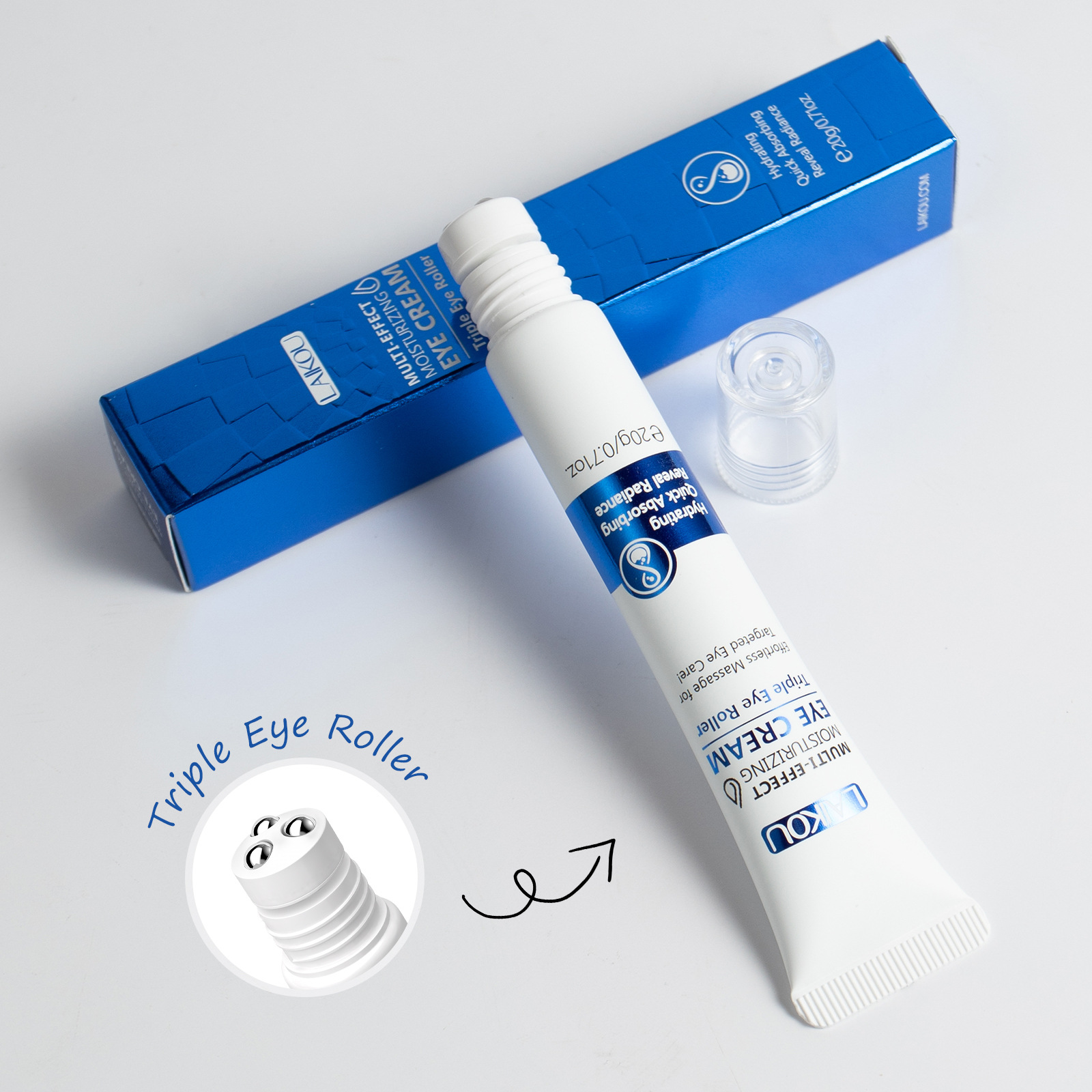 Cross-border LAIKOU Hydrating Roll-on Eye Cream 20g, eye moisturizing and eye care skin care product manufacturer supply full figure