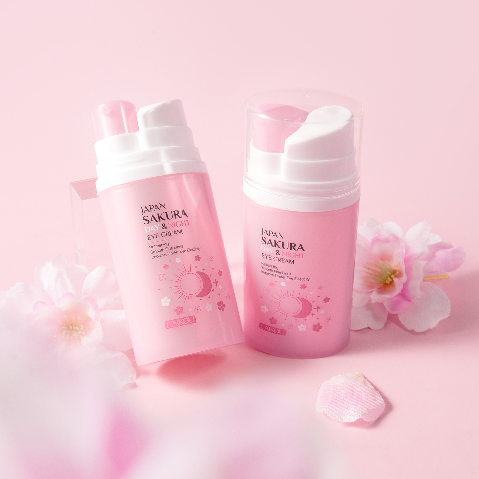 Cross-border LAIKOU Cherry Blossom Day and Night Eye Cream 20g Hydrates, moisturizes and nourishes the skin around the eyes. Factory wholesale in stock full figure
