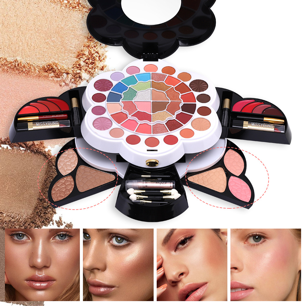 Wholesale of cross-border cosmetics, Amazon, European and American pearlescent and matte eyeshadow, blush, high-gloss lipstick, cosmetics and makeup sets details Picture