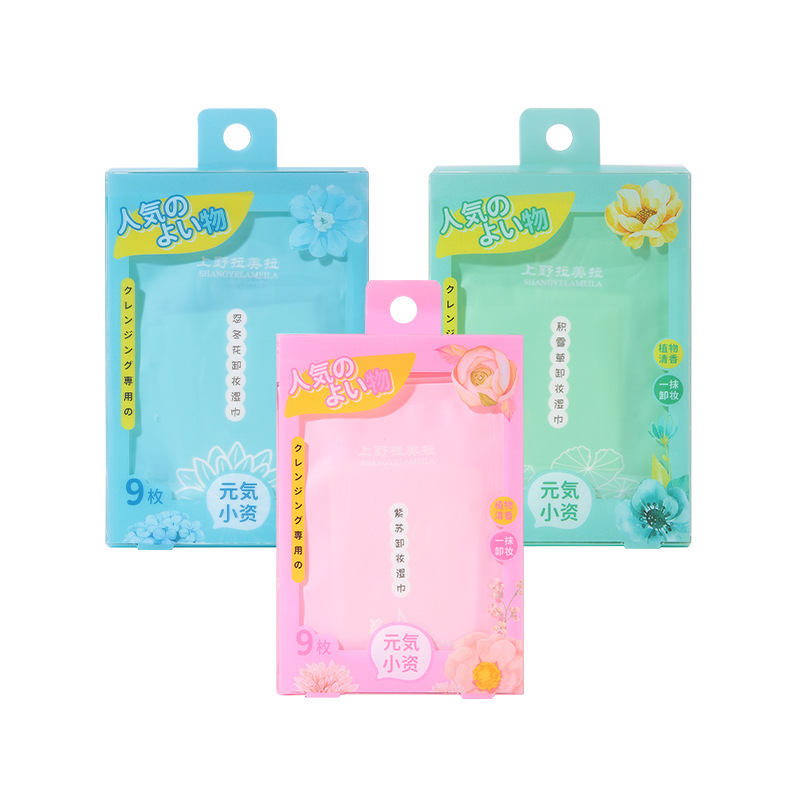 LMLTOP Gentle Makeup Remover Wet Wipes 9-piece Set, Fragrant Portable Disposable Lazy Makeup Remover Wet Wipes TOP-026 Item Picture
