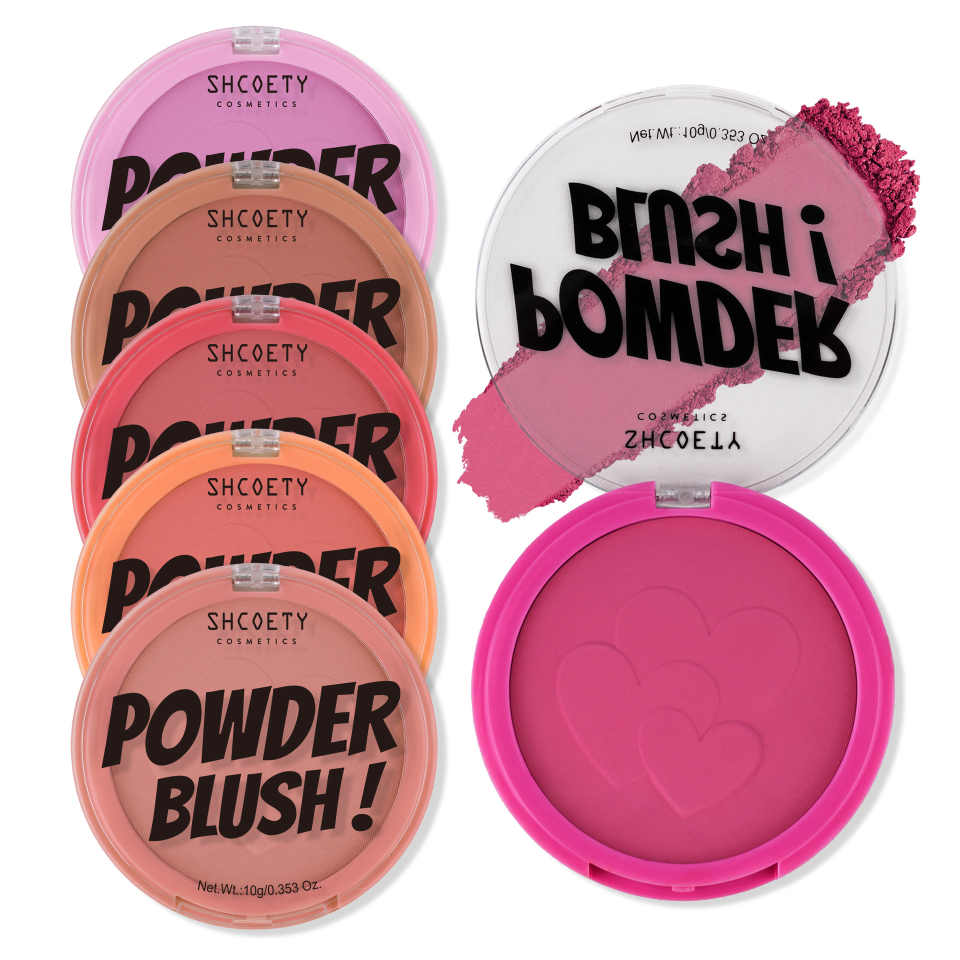 SHCOETY Cross-border Blush Powder Compact is natural and does not smudge, long-lasting complexion, matte and brightens blush palette, 6-color makeup Item Picture