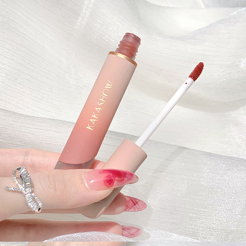 KAKASHOW milk Cream Lip Mud Velvet matte lip Gloss brightens and doesn't stick easily, Moisturizing Lipstick Blush Peach lipstick Specification drawing