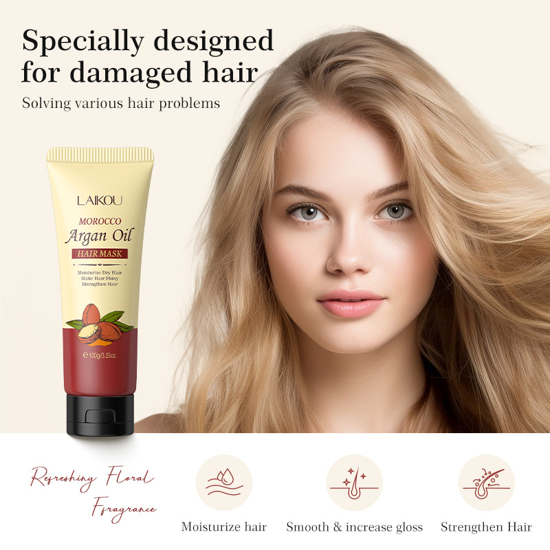 Cross-border LAIKOU Moroccan Hair Mask 100g: Smooth hair drying, Reduced split ends, smooth and lustrous hair mask details Picture