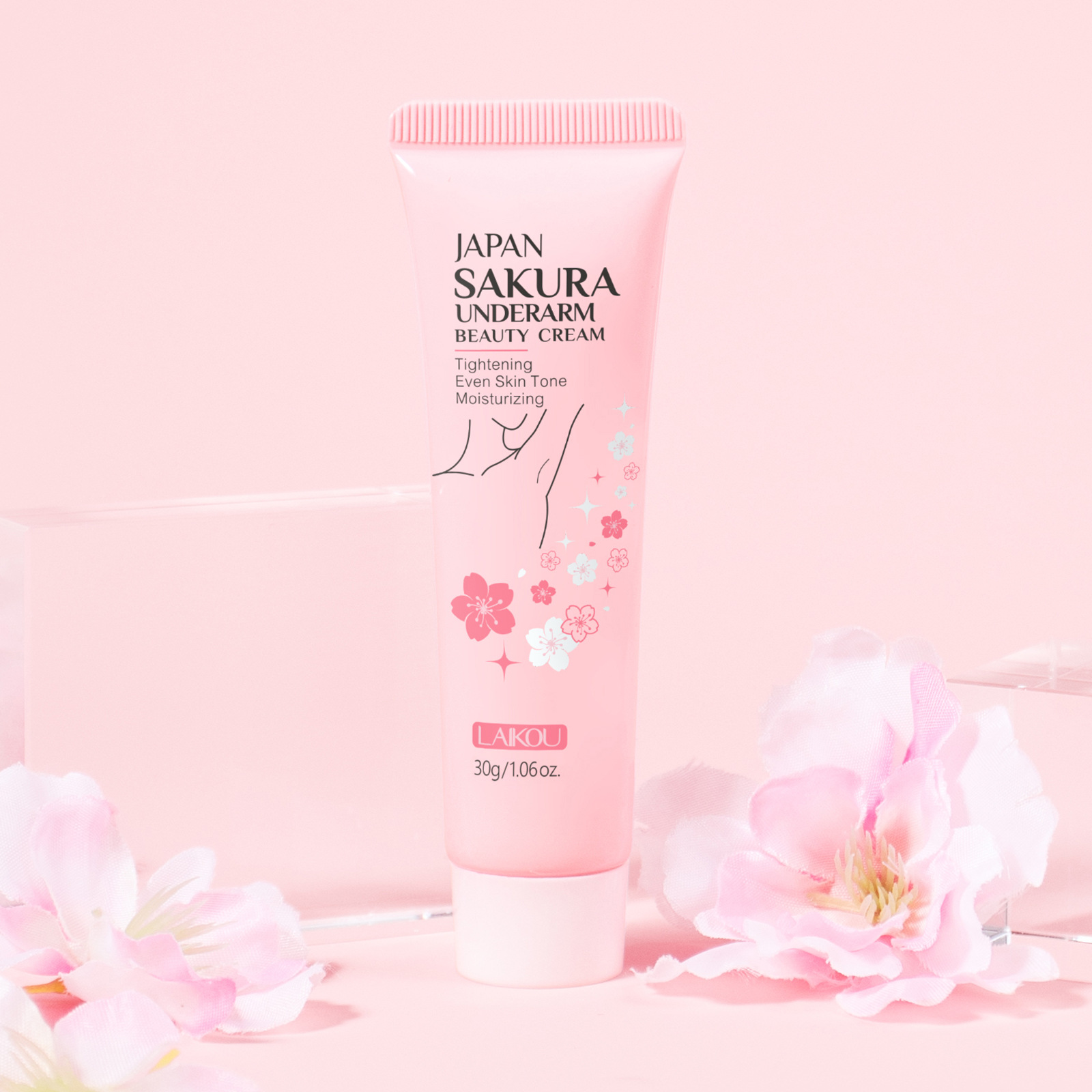 Cross-border LAIKOU Japanese Cherry Blossom Armpit Cream 30g Hydrating, Moisturizing and brightening Skin tone manufacturer wholesale supply full figure