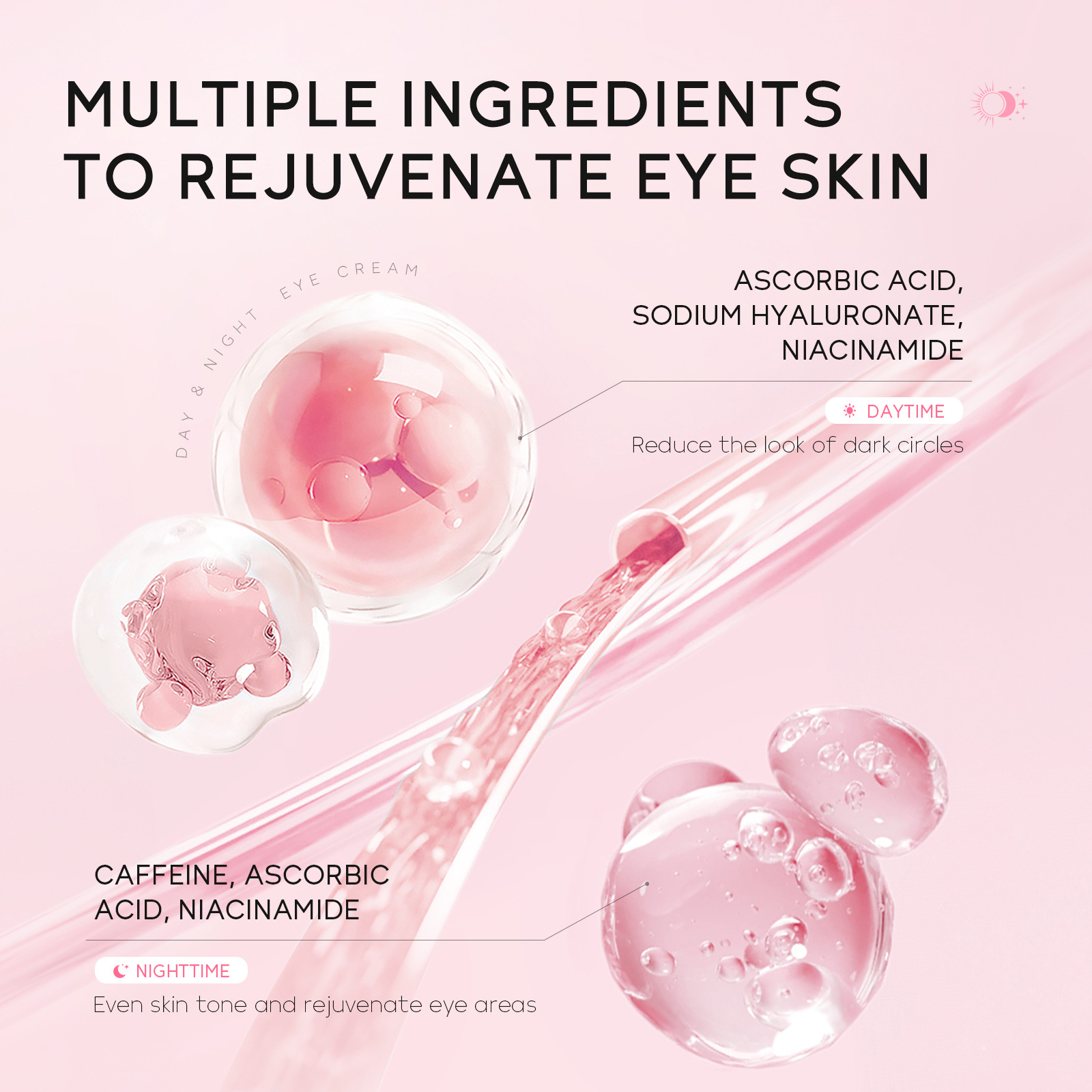 Cross-border LAIKOU Cherry Blossom Day and Night Eye Cream 20g Hydrates, moisturizes and nourishes the skin around the eyes. Factory wholesale in stock Specification drawing