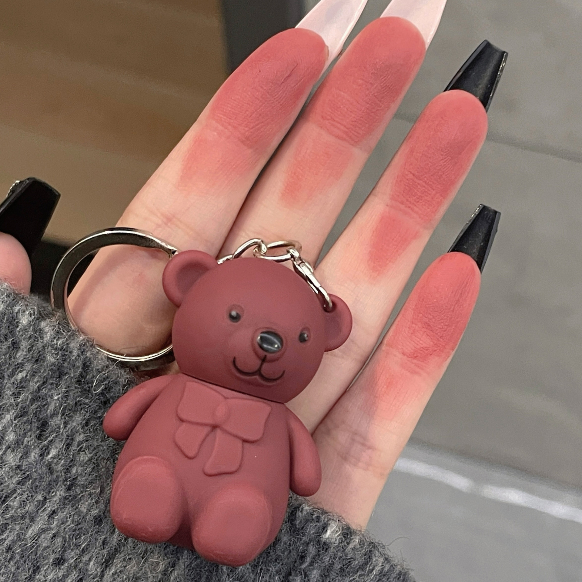 ART VALUE Keychain Bear 6-color Lip Gloss, Natural matte Whitening Lip gloss, affordable wholesale for students details Picture