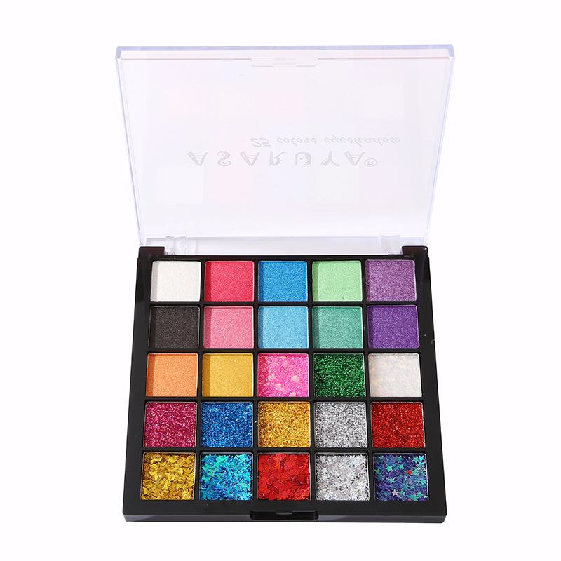 25-color eyeshadow palette, large sequins, super sparkling pearlescent, Children's Day student stage performance makeup set, student cosmetics Item Picture