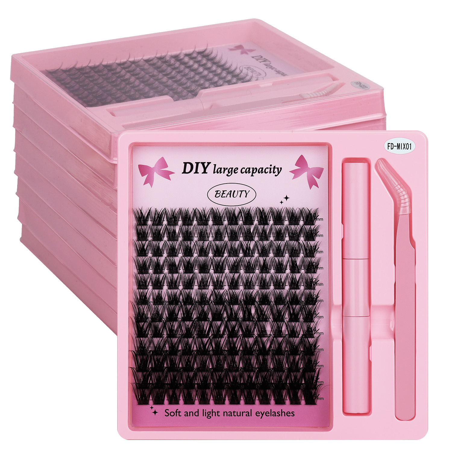 New hot-melt segmented extension false eyelash set, single tuft bristles, large capacity DIY lashes cross-border false eyelashes Item Picture