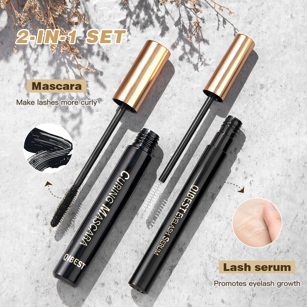 QIBEST Cross-border Eyelash Set: Long, thick, curly, non-smudge, waterproof, styling, eyelash care liquid, and makeup details Picture