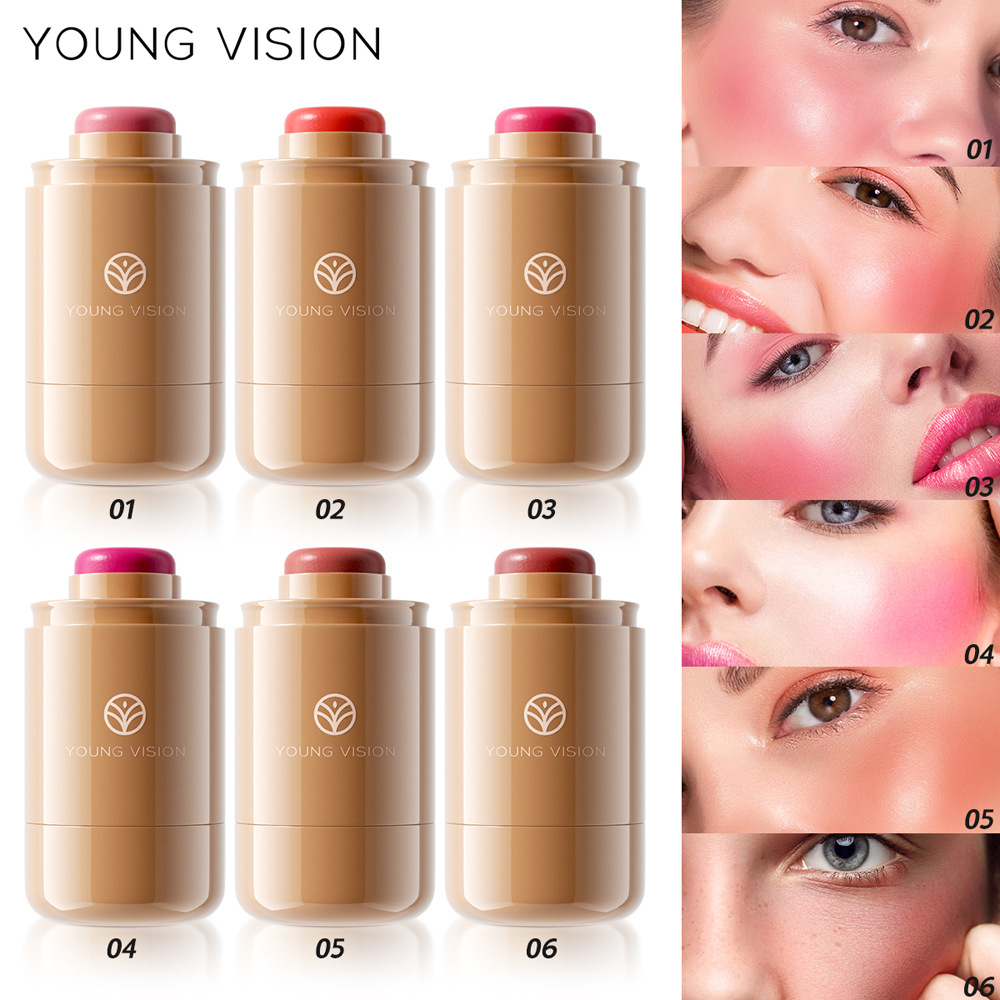 YOUNG VISION Pocket Blush Stick 6-color Matte Lip and Cheek Cream Texture Blush details Picture
