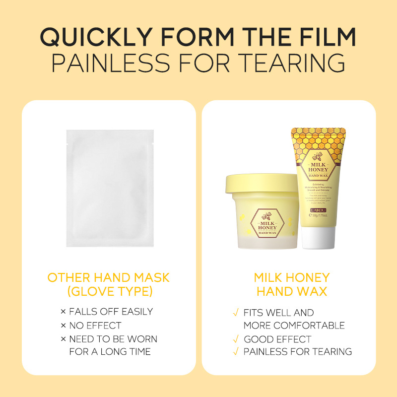 Cross-border English version LAIKOU Honey Milk Hand Wax 120g Hand Mask Moisturizing, hydrating and hydrating Autumn and winter manufacturer in stock Specification drawing