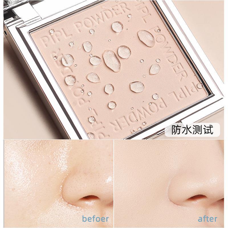 PIPL Small Silver Block Powder Compact for Concealing and contouring, Dry and Wet Dual-purpose Moisturizing Dry Powder, Setting Powder, Loose Powder for Women, Long-lasting Powder Compact Live broadcast Application Scenario