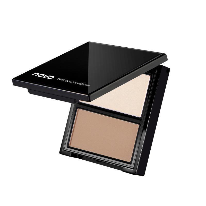 NOVO Three-dimensional Shaping dual-color Contouring Tray, three-dimensional high-gloss shadow contouring powder, long-lasting, sweat-proof and brightening skin tone Item Picture