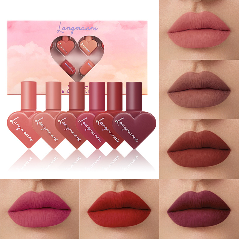 Langmanni Matte 12-color heart-shaped matte lipstick set and velvet Lip gloss set for Amazon Specification drawing