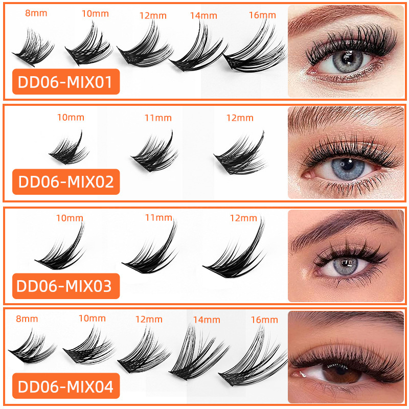 Wholesale of new cross-border segmented self-extended false eyelashes in 10-row sets with large capacity D-curved natural thick eyelashes Application Scenario