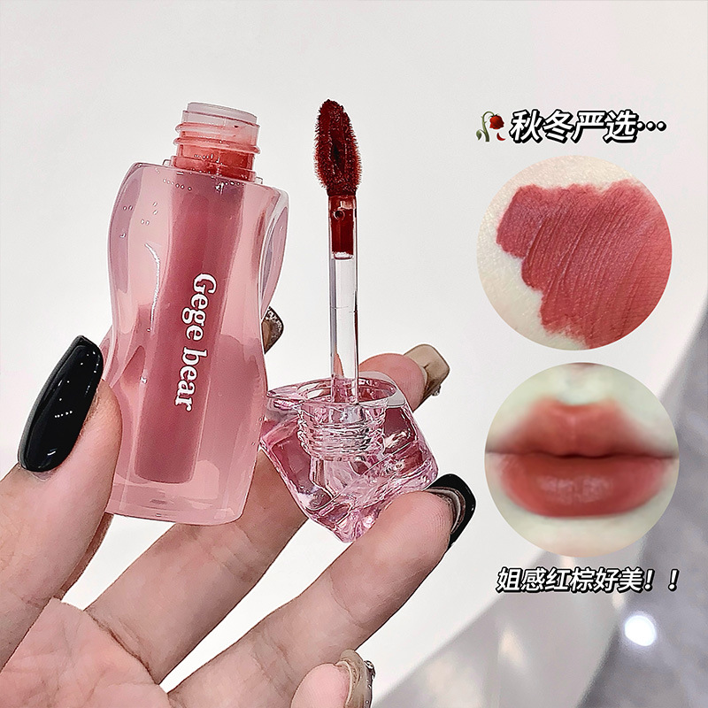 gege bear Velvet Mist Cream Lip Mud Matte Matte Velvet Whitening Lip Gloss Autumn and Winter Lipstick Moisturizing and silky smooth Specification drawing