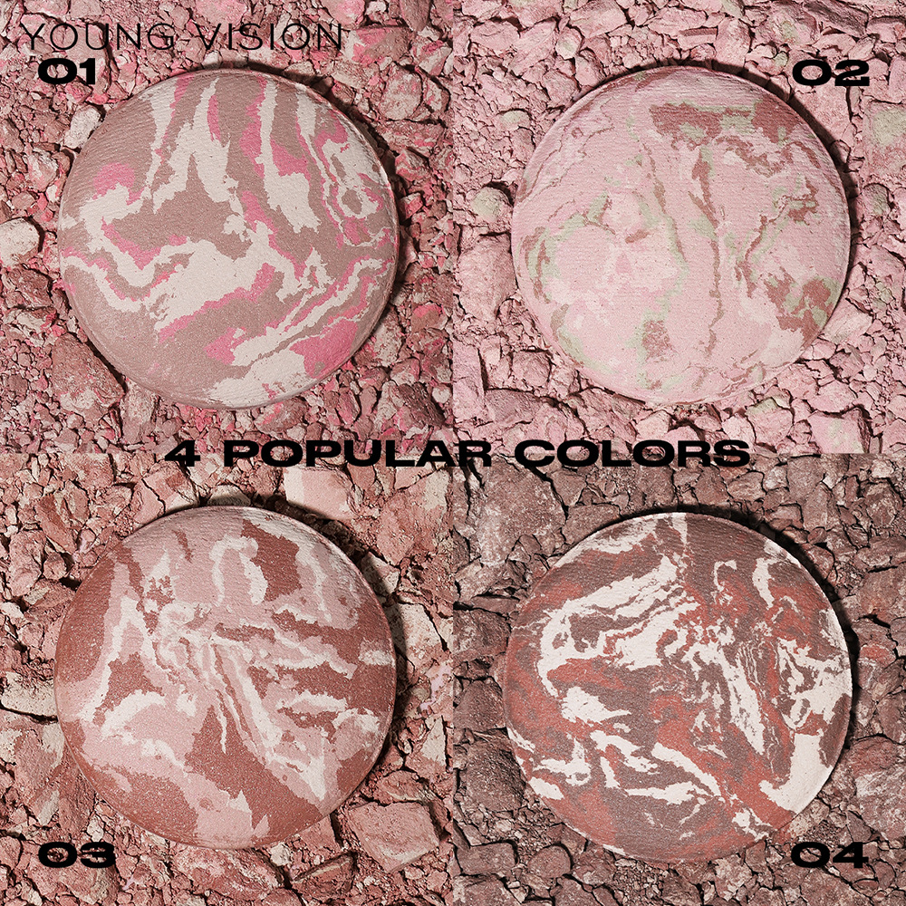 YOUNG VISION 4-color Pork Belly Baking Powder Foundation is a fine and smooth powder that can enhance skin tone and set the makeup Specification drawing