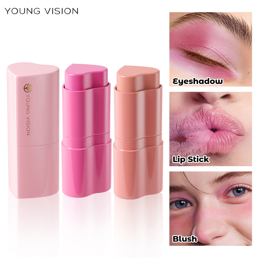 YOUNG VISION 6-color Heart-shaped Blush Cream, Contouring Stick, Facial Contouring Mousse, Blush and Lipstick in One details Picture
