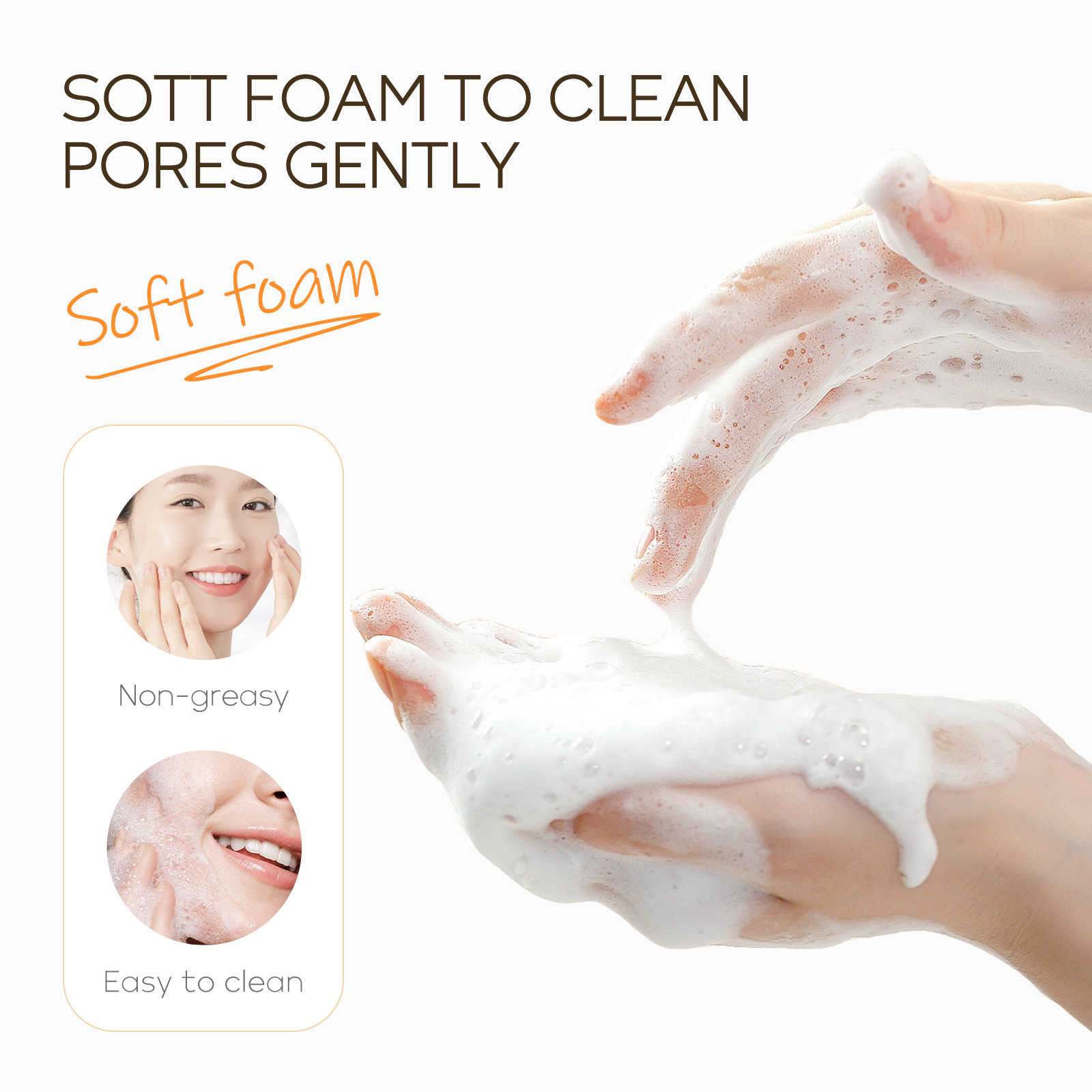 LAIKOU Vitamin C Cleansing Mousse 120ml New Packaging Facial Care Cleanser to clean pores Application Scenario