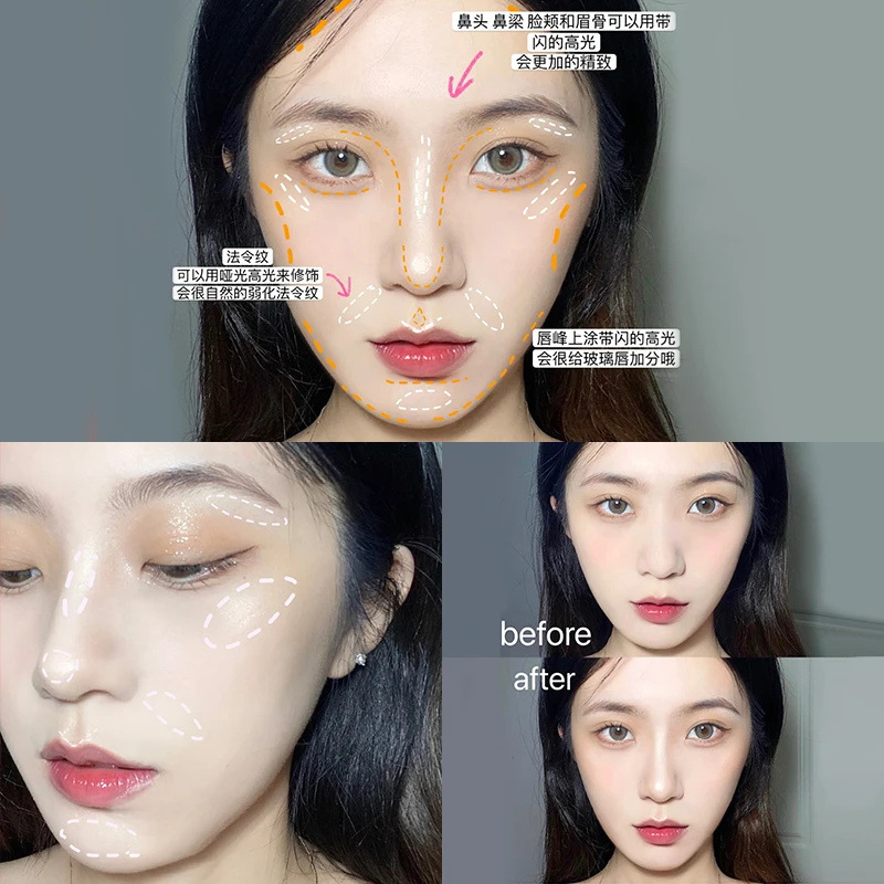 pipl Liquid Highlighter Contouring Stick, Cement Stick, Nose Shadow, Side Shadow, Face brightening, and Liquid Contouring liquid for women, Cross-border details Picture