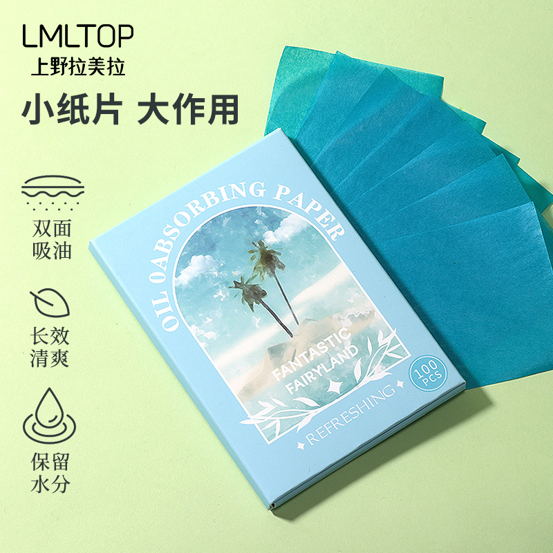 LMLTOP 100 Pieces of Oil-absorbing Paper, Facial Refreshing Oil-removing Paper, portable double-sided oil-absorbing facial paper made from wood pulp Specification drawing