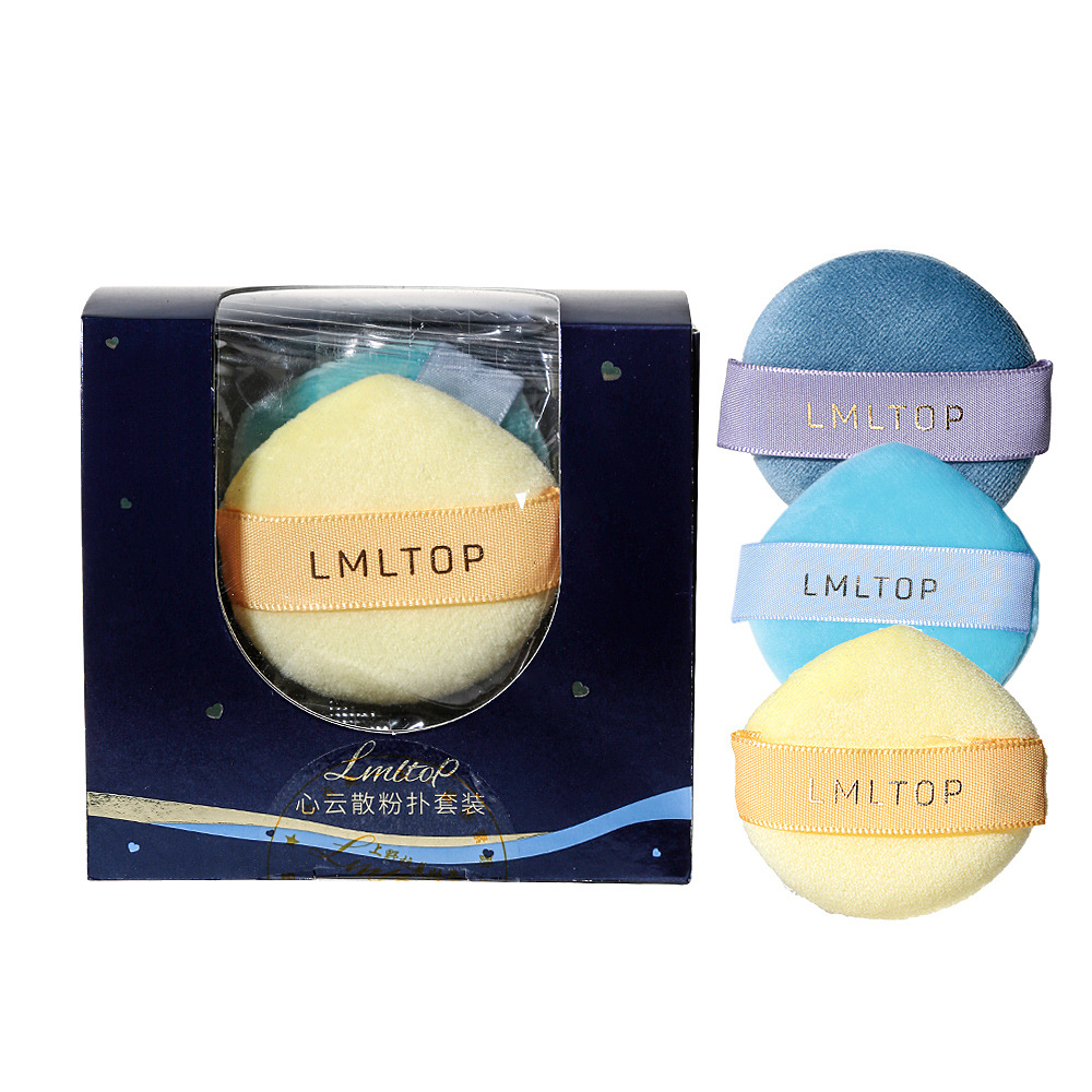 LMLTOP Flocking Powder Puff 3 pieces, Ermu Grape Powder Puff Set, Water Drop Round Setting Powder Puff SY217 Item Picture