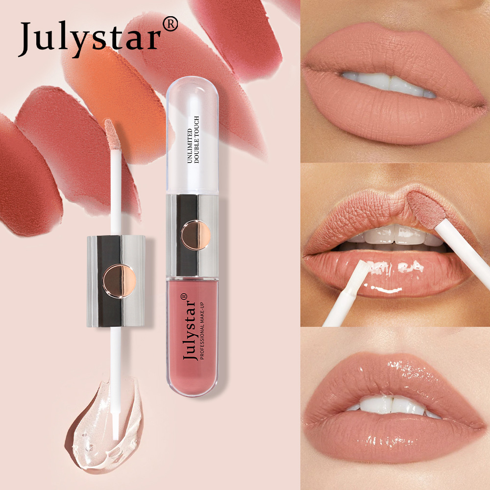 Julystar Beauty's double-head mirror lip gloss is easy to apply and does not fade or stick to a cup of water Specification drawing