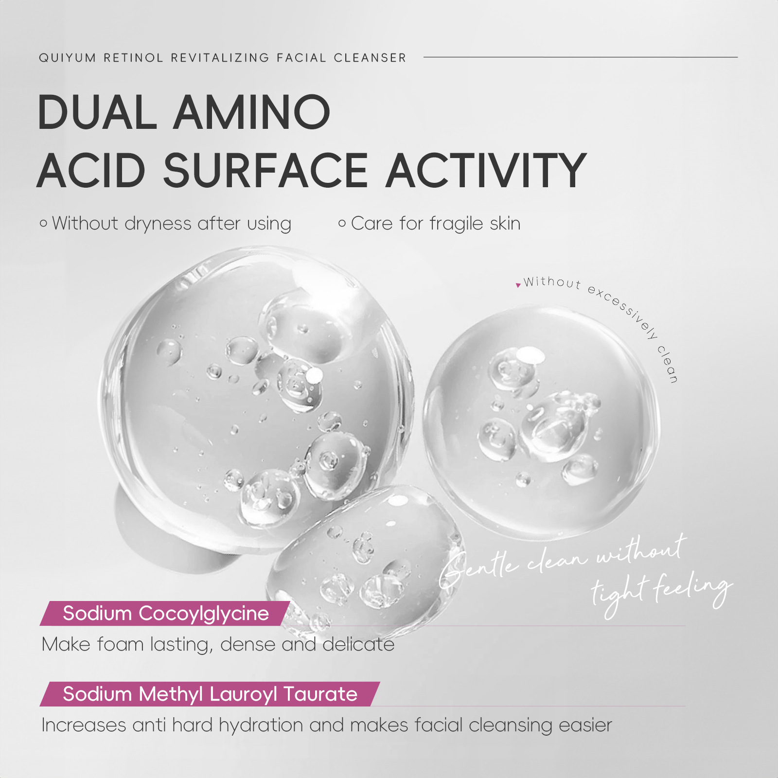 QUIYUM Retinol Facial Cleanser 50g, a cross-border skincare manufacturer, is a pore-cleansing, hydrating and moisturizing facial cleanser details Picture