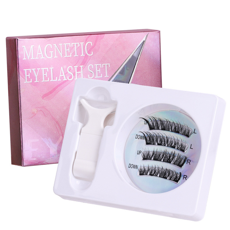 Cross-border European and American fixed-position magnetic false eyelash set: Thick, natural, easy to handle, no glue, no removal, magnetic eyelash suction Item Picture