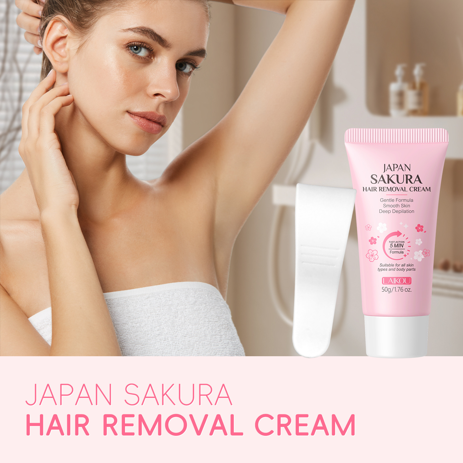 Cross-border new cherry blossom hair removal cream 50g, no black spots left under leg hair and armpits, non-irritating skin care product manufacturer in stock details Picture