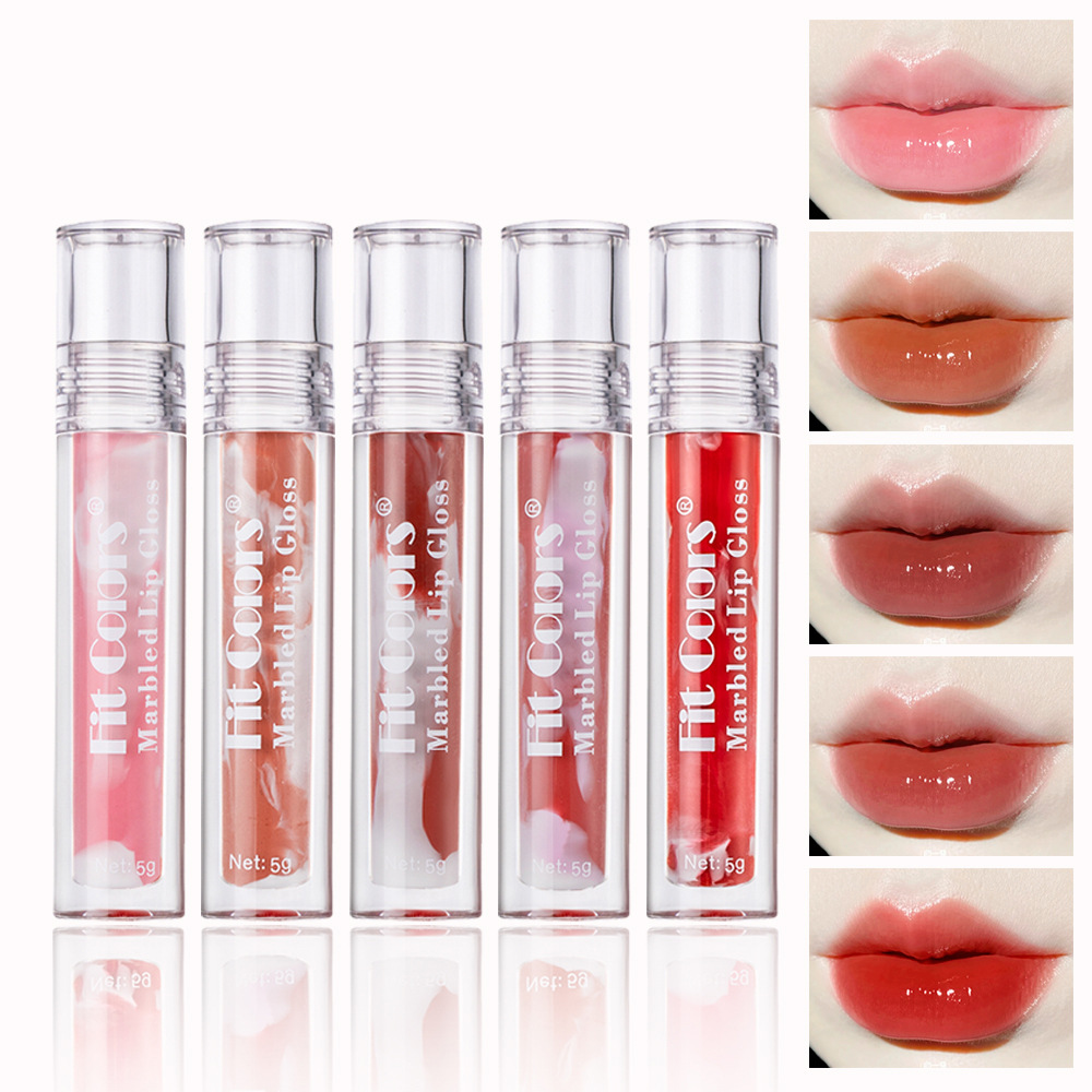 Fit Colors Marble Mirror Lip Gloss Water Essence Lip Mask Easy to Apply lip gloss full figure