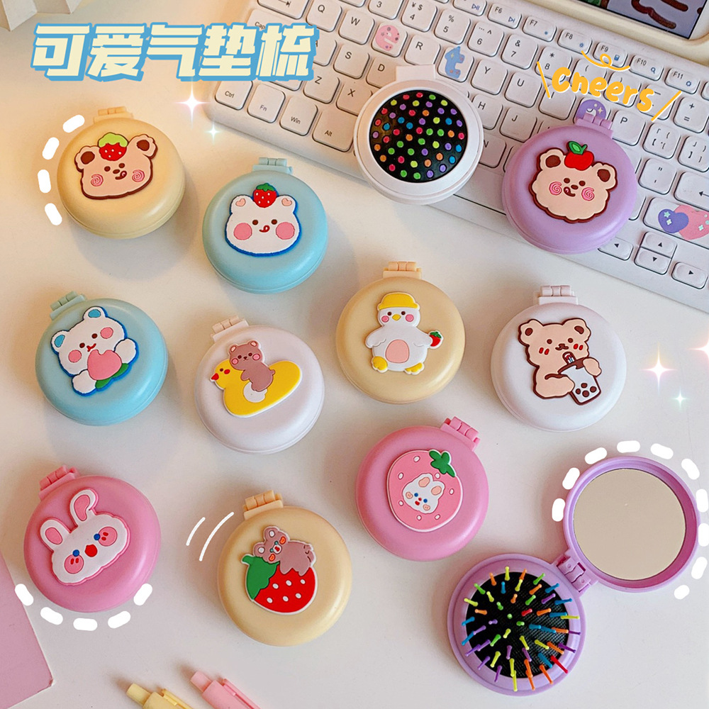 Cartoon cute, soft and adorable mirror comb, mini portable comb, mirror integrated, airbag air cushion comb, massage comb Specification drawing