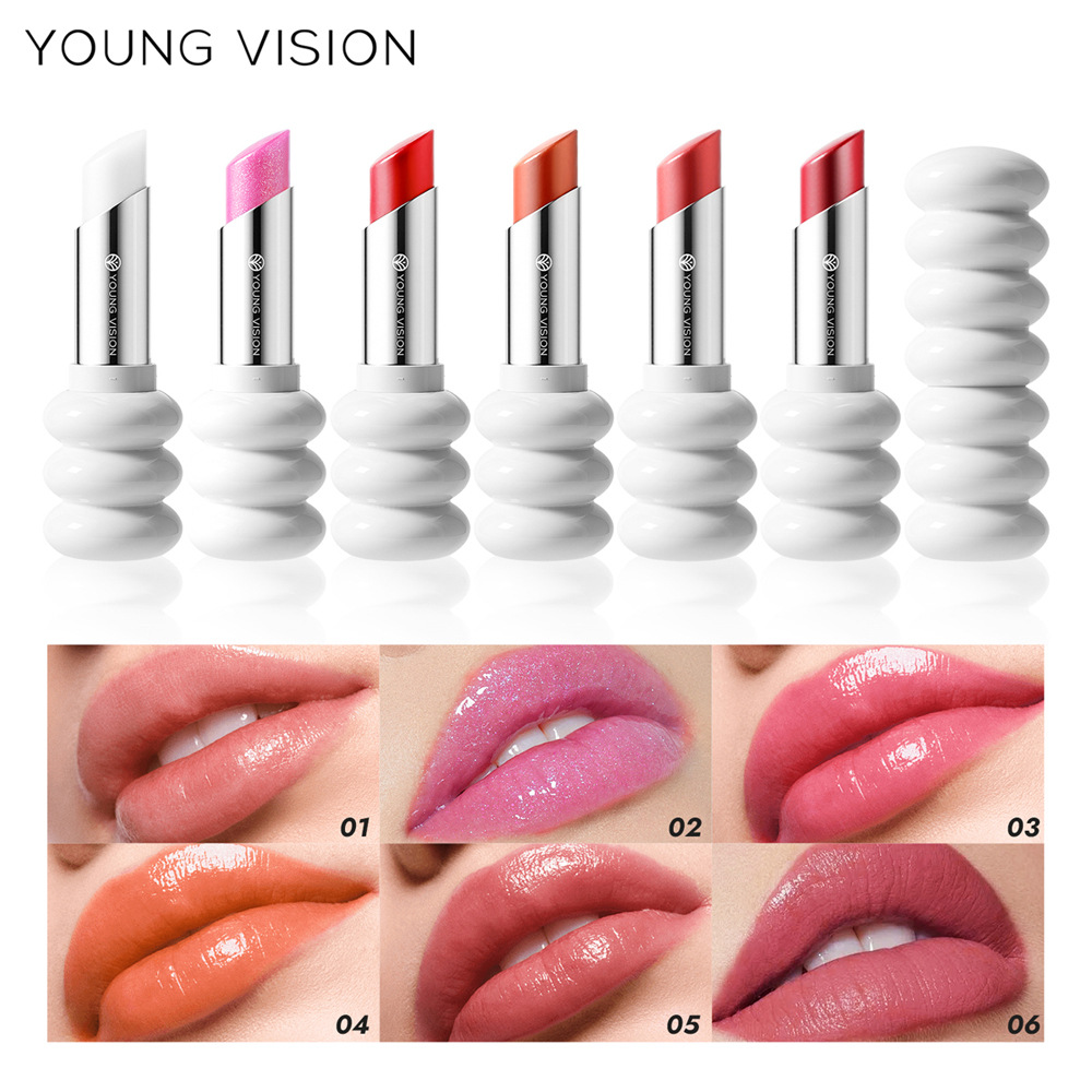 YOUNG VISION 6-color Spiral Moisturizing Lipstick with Fine Sparkling Lip Gloss full figure