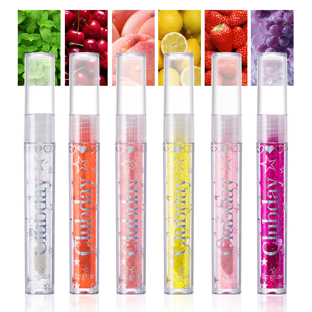 Clubday Long-lasting Mirror Pearl Lip Gloss 6-piece Set Moisturizing and Hydrating Transparent Water Light Lip oil Makeup Item Picture