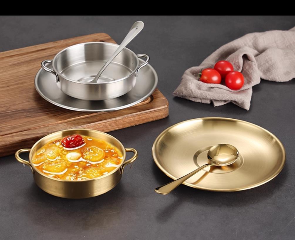 创意不锈钢甜品碗双耳金色糖水碗绵绵冰碗金色刨冰碗网红米酒碗子