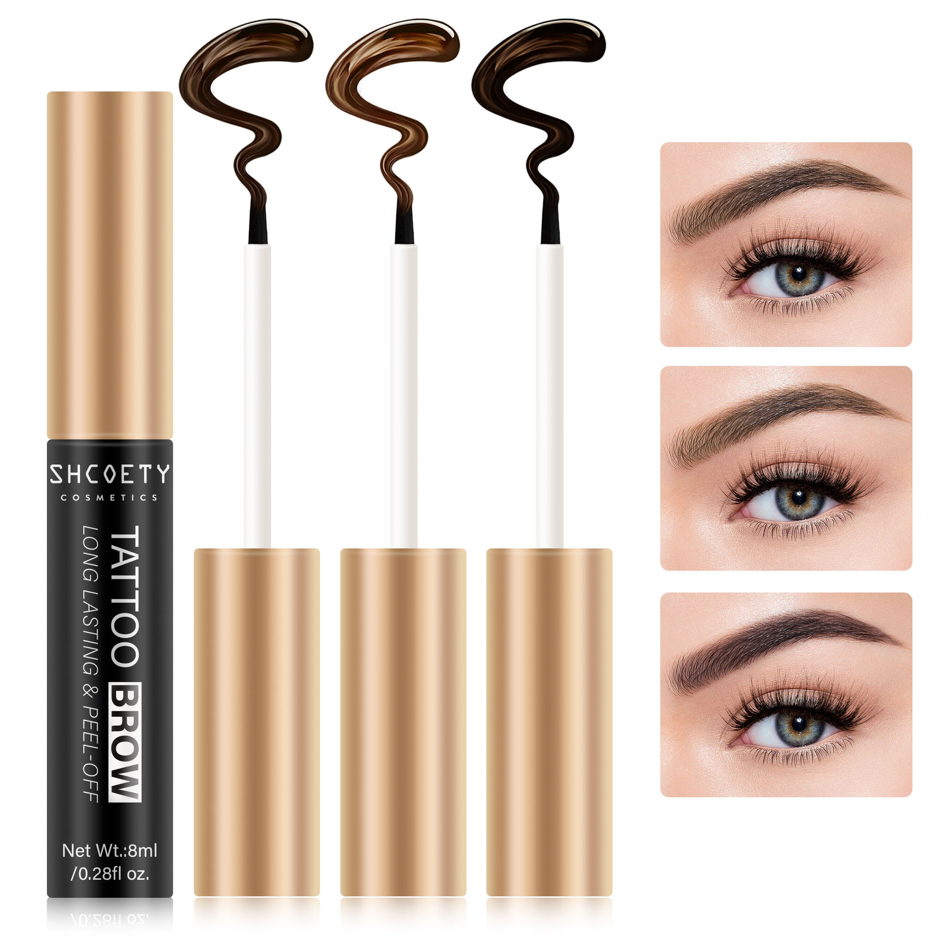 SHCOETY cross-border tear eyebrow gel is long-lasting, non-smudging, waterproof, sweat-proof and easy to color. It is a three-color eyebrow dye makeup details Picture