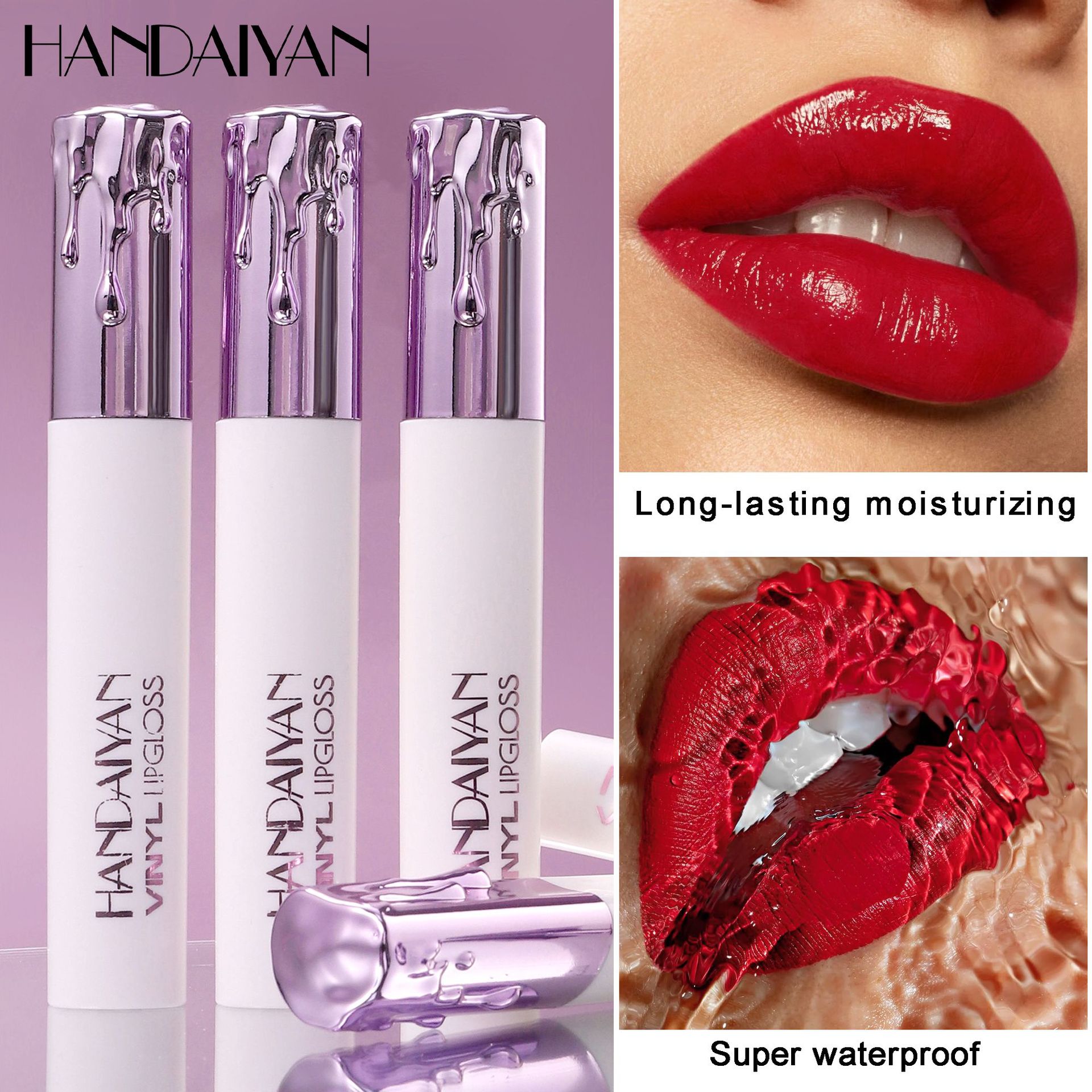Cross-border Moisturizing Lip Gloss does not fade or stick to cups. handaiyan, waterproof paint surface, 6-color liquid lipstick moisturizing lip gloss details Picture