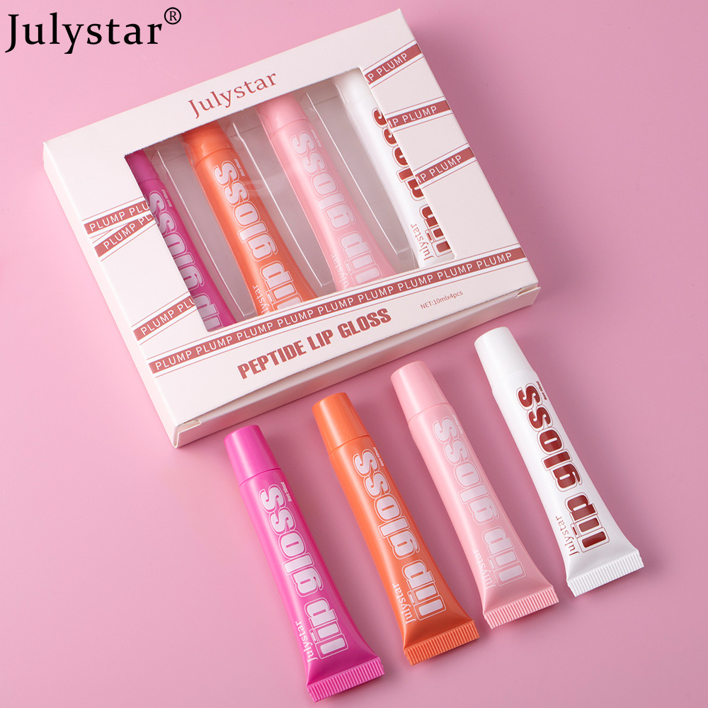 Julystar's best-selling Lip Moisturizing Fruit-flavored Lip Gloss 4-tube Set, Lip Gloss Moisturizing and Hydrating Lip Oil Makeup Application Scenario