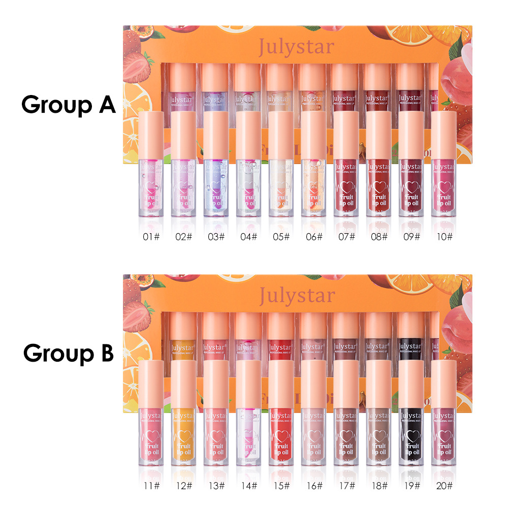 Julystar Fruit-Flavored Mirror Lip Gloss zirun Ten-color Set Water Gloss Lip Gloss Lipstick Wholesale Specification drawing