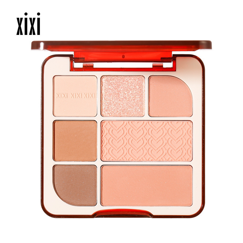 xixi Pengkelo Red Seven-color Eyeshadow Palette, Low saturation, pearlescent, matte, Fine Sparkle, Daily Makeup, Blush and Eyeshadow all-in-one Palette Item Picture