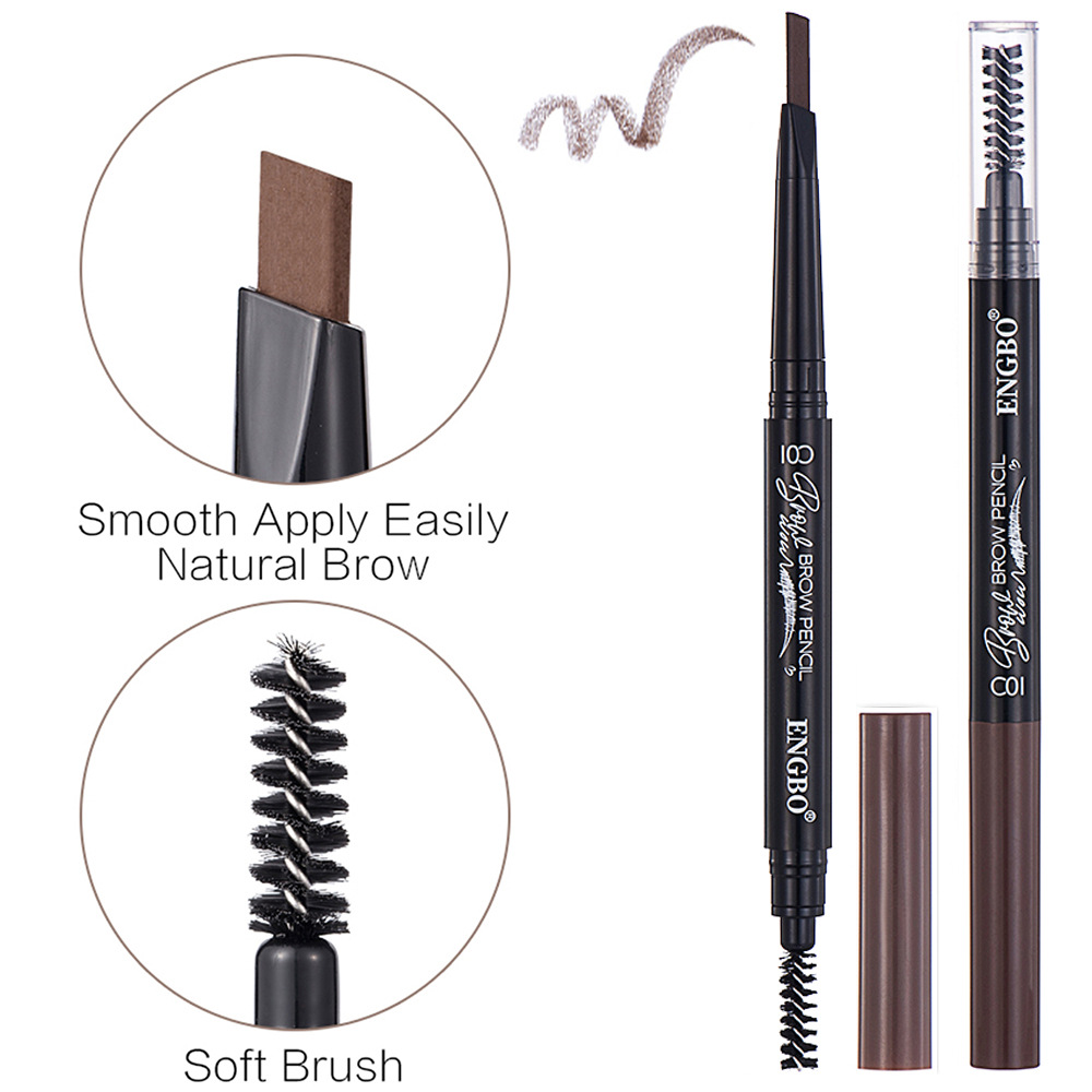 ENGBO's dual-head eyebrow pencil for foreign trade comes with an eyebrow brush that automatically rotates, ensuring long-lasting eye cosmetics without smudge Application Scenario