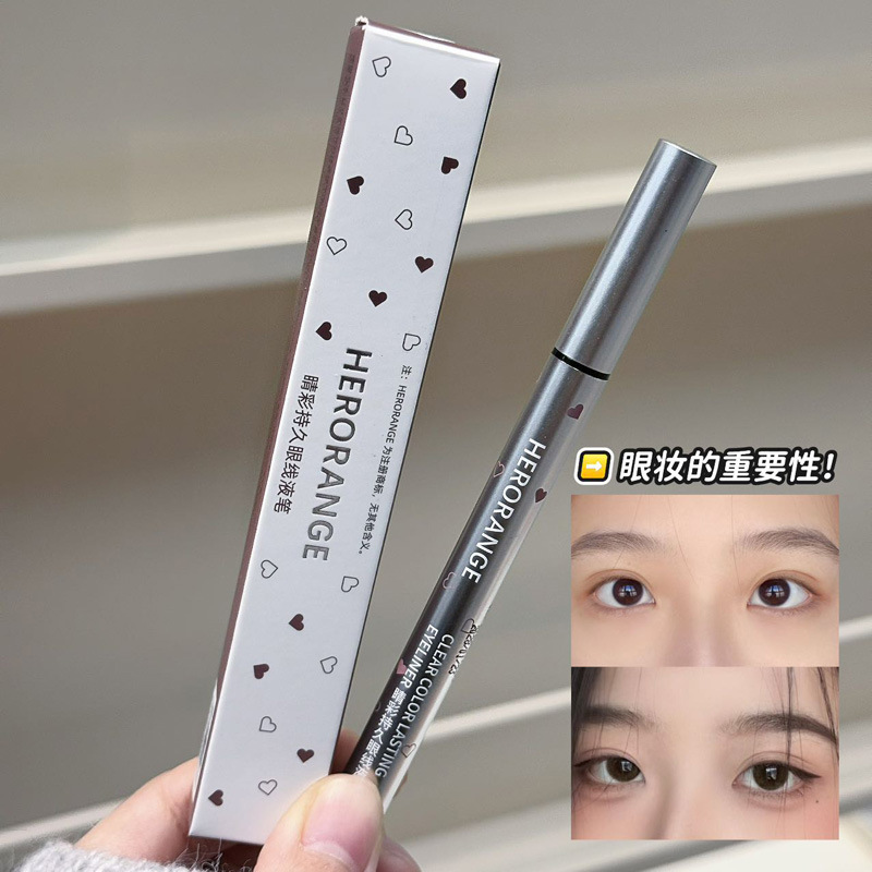 HERORANGE's long-lasting eyeliner liquid pen is waterproof, sweat-proof, and does not easily smudge. It is extremely fine, down to the under-eye eyeliner details Picture