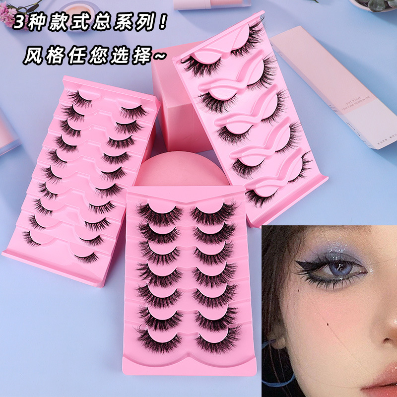 Direct supply from Qingdao factory for foreign trade: Thick and exaggerated fox-like oblique flying false eyelashes, naturally thick and realistic, with a slender outer corner of the eye full figure