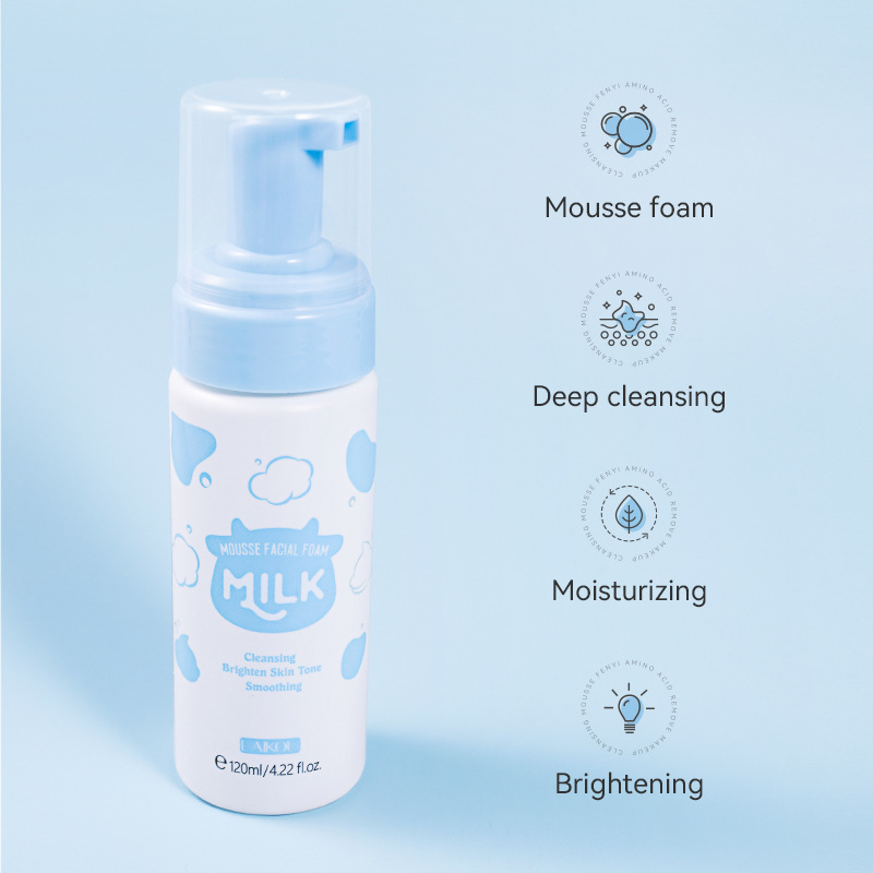 LAIKOU Milk Cleansing Mousse 120ml Facial Pore-cleaning Skin Care Products wholesale temu Shrimp Peel Specification drawing