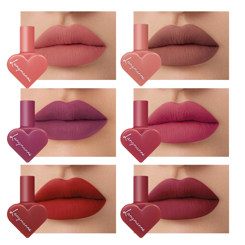 Langmanni Matte 12-color heart-shaped matte lipstick set and velvet Lip gloss set for Amazon Application Scenario