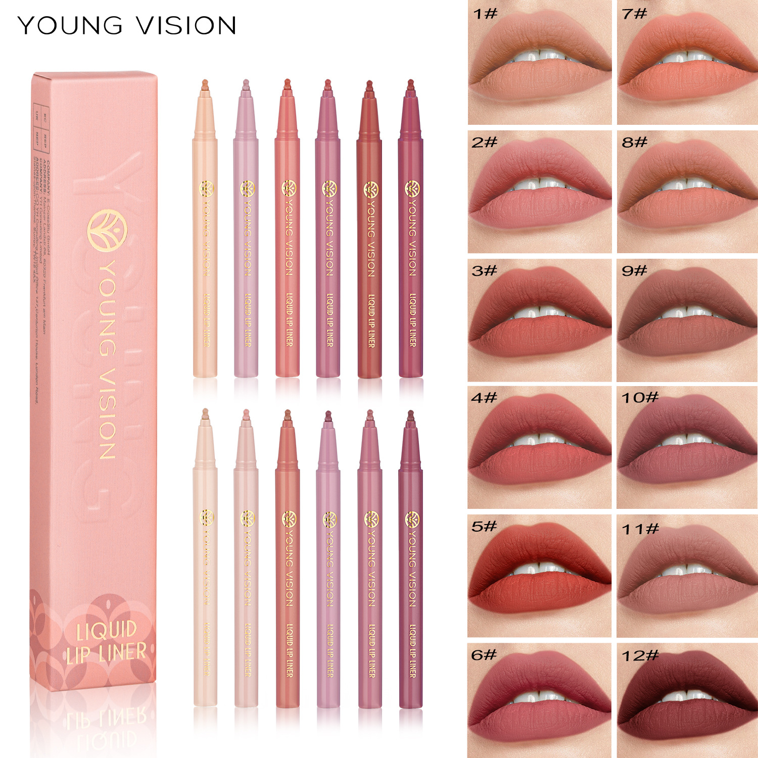 YOUNG VISION Matte Liquid Lip Liner Pen Sponge Gourd Head Matte Nude water-resistant Lip Gloss Lipstick pen full figure